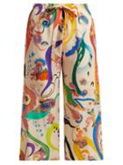 Matchesfashion.com Etro - Printed Silk Cropped Trousers - Womens - Cream Multi
