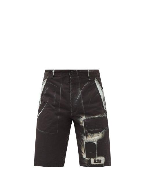 Matchesfashion.com C.p. Company - Abstract-print Canvas Bermuda Shorts - Mens - Black