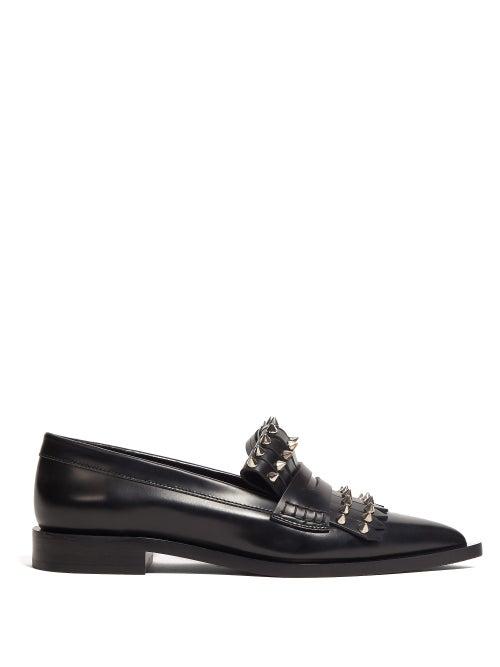 Matchesfashion.com Alexander Mcqueen - Studded Point Toe Leather Loafers - Womens - Black Silver