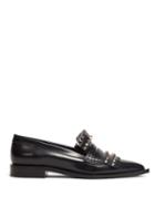Matchesfashion.com Alexander Mcqueen - Studded Point Toe Leather Loafers - Womens - Black Silver