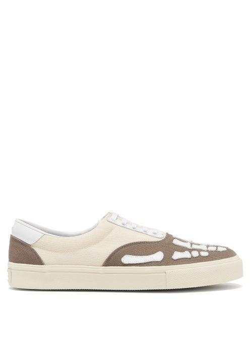 Matchesfashion.com Amiri - Skel Toe Leather-appliqu Canvas Trainers - Mens - Beige Multi