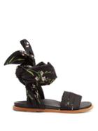 Matchesfashion.com Marques'almeida - Floral Embroidered Wrap Sandals - Womens - Black Multi