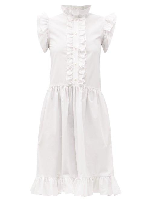 Matchesfashion.com Batsheva - Claude Ruffled Cotton-poplin Dress - Womens - White