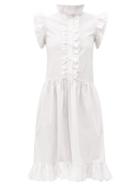 Matchesfashion.com Batsheva - Claude Ruffled Cotton-poplin Dress - Womens - White
