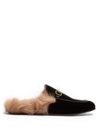 Gucci Princetown Fur-lined Velvet Loafers