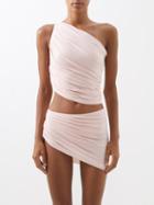 Norma Kamali - Diana One-shoulder Ruched Bikini Top - Womens - Light Pink