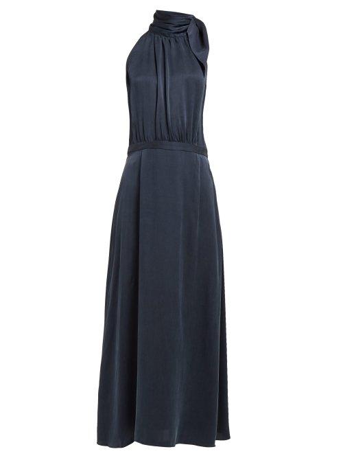 Matchesfashion.com Zimmermann - Tie Neck Silk Dress - Womens - Navy