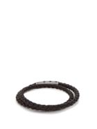 Matchesfashion.com Bottega Veneta - Double Intrecciato Woven Leather Bracelet - Mens - Black