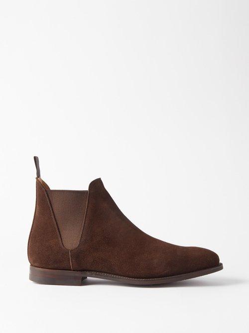 Crockett & Jones - Suede Chelsea Boots - Mens - Dark Brown