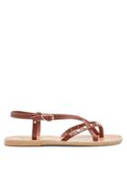 Matchesfashion.com Ancient Greek Sandals - Semele Embellished Slingback Leather Sandals - Womens - Dark Brown