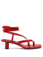 Matchesfashion.com Proenza Schouler - Cylindrical Heel Wrap Around Leather Sandals - Womens - Red
