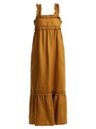 Matchesfashion.com Lee Mathews - Peyten Linen Long Dress - Womens - Gold