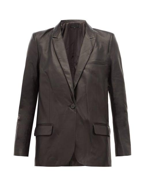 Matchesfashion.com Nili Lotan - Don Single Breasted Leather Blazer - Womens - Black