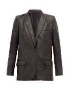 Matchesfashion.com Nili Lotan - Don Single Breasted Leather Blazer - Womens - Black