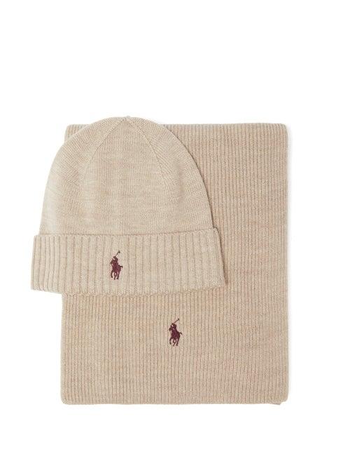 Polo Ralph Lauren - Logo-embroidered Wool Hat And Scarf Set - Mens - Beige