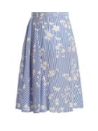 Matchesfashion.com Altuzarra - Sundew Stripe Print Fluted Silk Skirt - Womens - Blue White