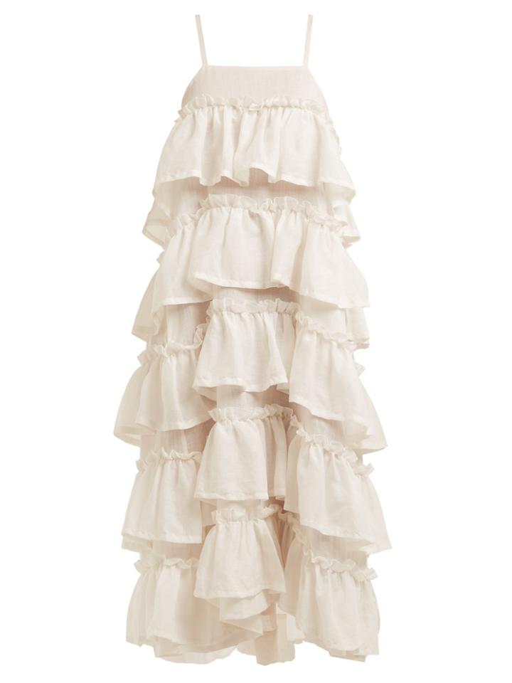 Isa Arfen Tiered-ruffle Ramie Dress