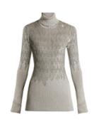 Matchesfashion.com Missoni - Roll Neck Sequin Embellished Ribbed Knit Sweater - Womens - Silver
