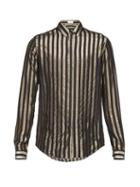 Matchesfashion.com Saint Laurent - Metallic Striped Jacquard Shirt - Mens - Black Gold