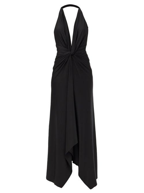 Matchesfashion.com Alexandre Vauthier - Plunge-neck Gathered Jersey Midi Dress - Womens - Black
