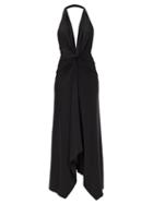 Matchesfashion.com Alexandre Vauthier - Plunge-neck Gathered Jersey Midi Dress - Womens - Black