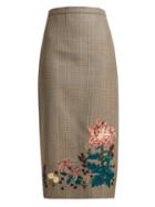 Matchesfashion.com Erdem - Maria Embroidered Wool Pencil Skirt - Womens - Beige Multi