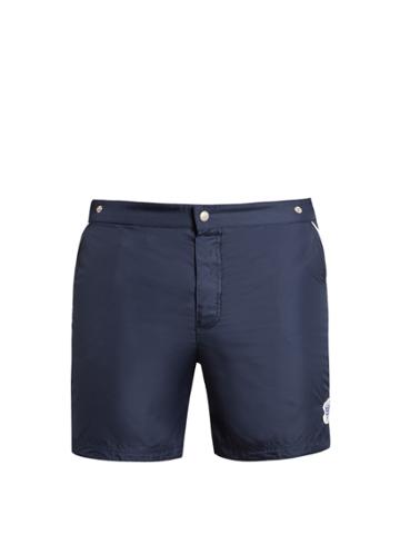 Robinson Les Bains Oxford Long Logo-patch Swim Shorts