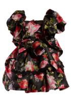 Matchesfashion.com Dolce & Gabbana - Floral Print Ruffled Silk Blend Mini Dress - Womens - Black Multi