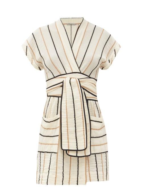 Matchesfashion.com Three Graces London - Aurora Striped Cotton Mini Dress - Womens - Yellow Stripe