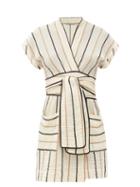 Matchesfashion.com Three Graces London - Aurora Striped Cotton Mini Dress - Womens - Yellow Stripe