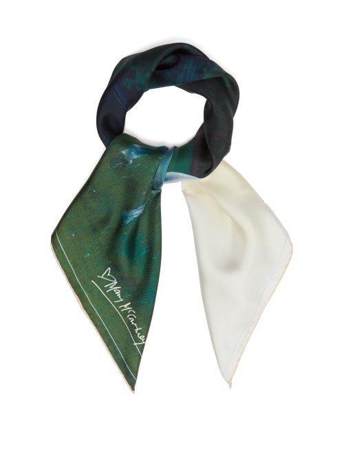 Matchesfashion.com Mary Mccartney - Into The View Print Silk Scarf - Womens - White