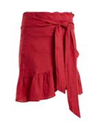 Matchesfashion.com Isabel Marant Toile - Tempster Linen Wrap Skirt - Womens - Dark Pink