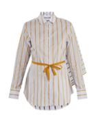 Matchesfashion.com Palmer//harding - Tie Waist Striped Cotton Shirt - Womens - Yellow Stripe