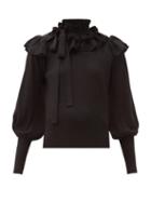 Matchesfashion.com Zimmermann - Ladybeetle Ruffled Sweater - Womens - Black