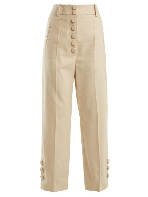 Matchesfashion.com Joseph - Young Felt High Waisted Trousers - Womens - Cream