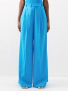 Christopher John Rogers - High-waisted Wool Ultra Wide-leg Trousers - Womens - Blue