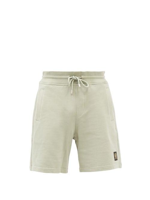 Belstaff - Fleece-back Jersey Shorts - Mens - Light Green