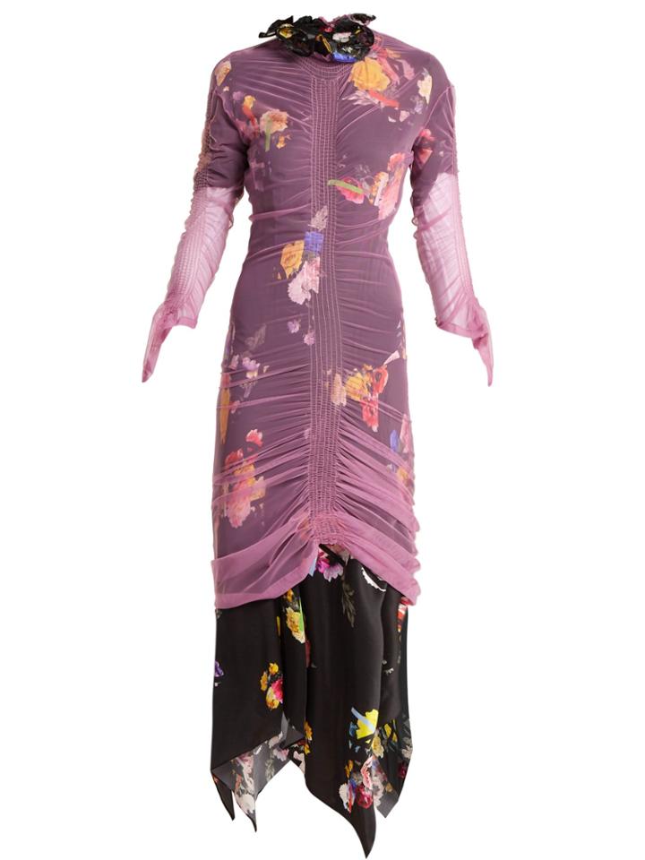 Preen By Thornton Bregazzi Lynn Floral-print Tulle-overlay Dress