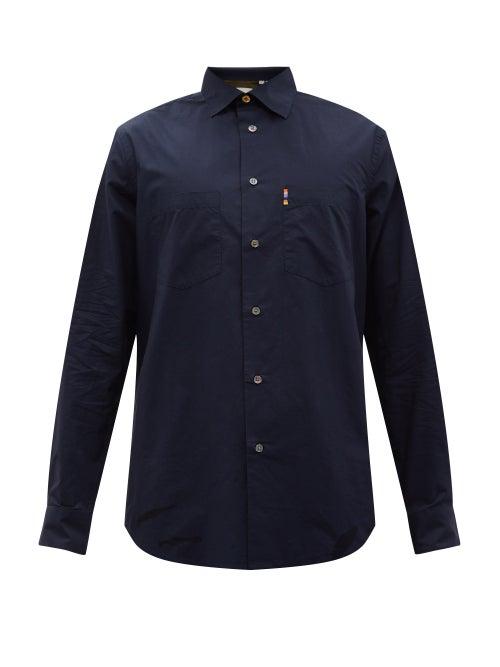 Paul Smith - Artist-stripe Cotton-poplin Shirt - Mens - Navy