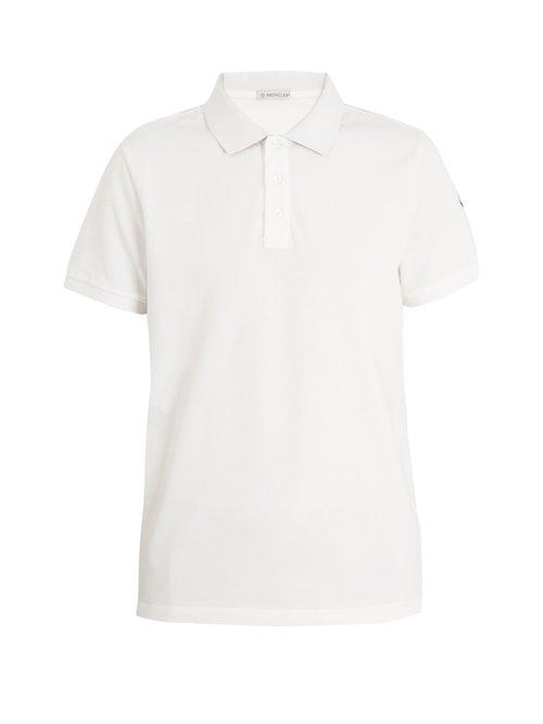 Matchesfashion.com Moncler - Contrast Reverse Collar Cotton Piqu Polo Shirt - Mens - White