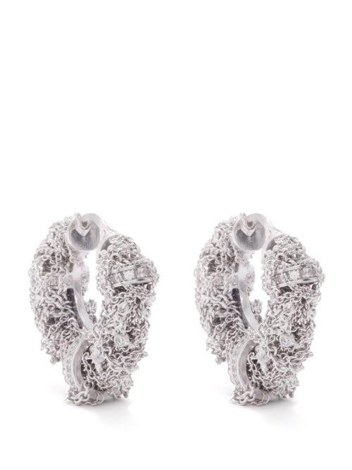 Bottega Veneta - Crystal-embellished Sterling-silver Earrings - Womens - Silver