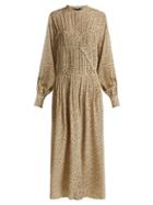 Matchesfashion.com Joseph - Jamie Fossil Print Silk Dress - Womens - Cream Multi