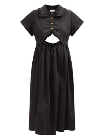 Kika Vargas - Mabel Floral-print Cotton-blend Dress - Womens - Black