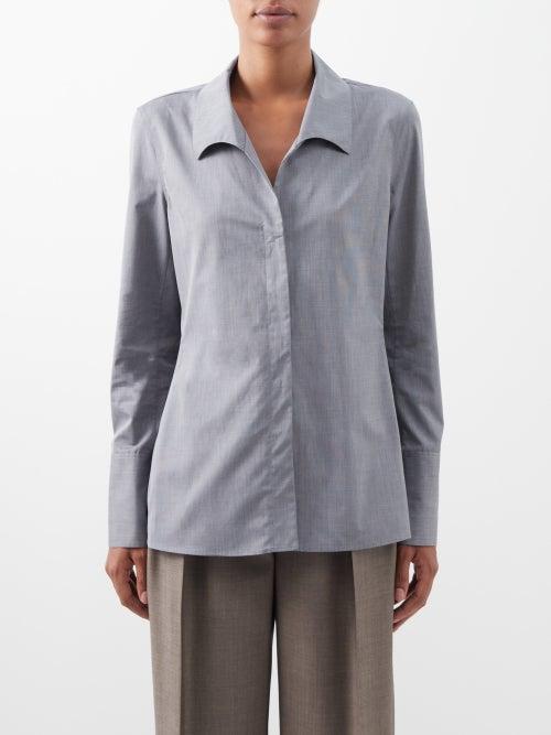 The Row - Peg Fil--fil Shirt - Womens - Grey