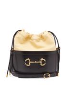 Matchesfashion.com Gucci - 1955 Horsebit Drawstring Leather Bucket Bag - Womens - Black Multi