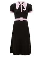 Matchesfashion.com Joostricot - Peachskin Point Collar Ribbed Cotton Blend Dress - Womens - Black Pink