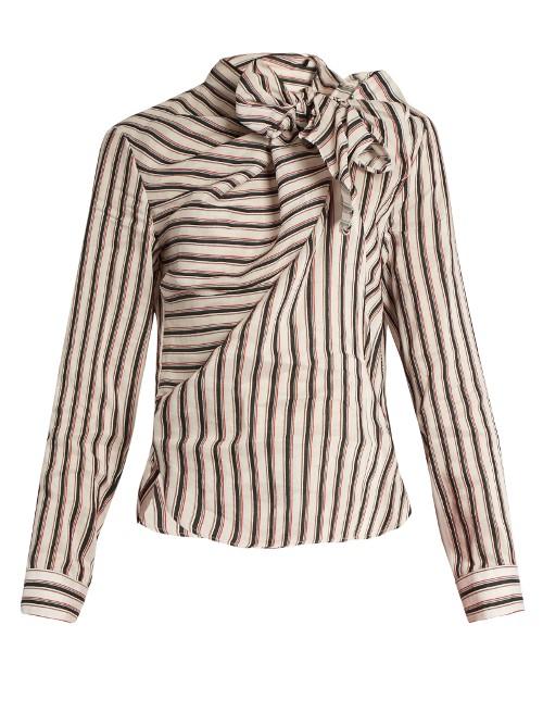 Isabel Marant Mista Stripe-jacquard Tie-neck Top