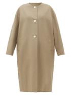 Matchesfashion.com Harris Wharf London - Collarless Single-breasted Felted-wool Coat - Womens - Light Brown