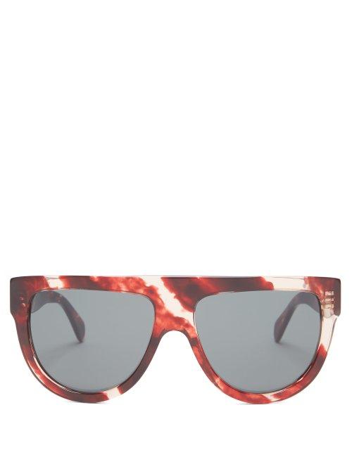 Matchesfashion.com Celine Eyewear - Shadow D Frame Marbled Acetate Sunglasses - Womens - Red