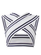 Balmain - Crossover-strap Knit Cropped Top - Womens - Blue White